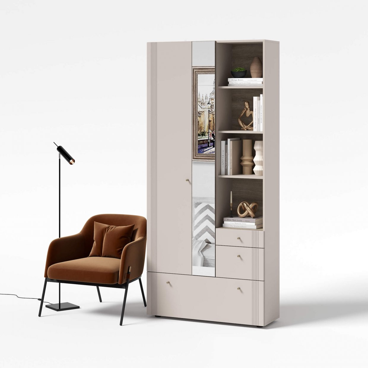 Вешалка с зеркалом Одетта (ВШ1) в Карасуке - mebel154.com