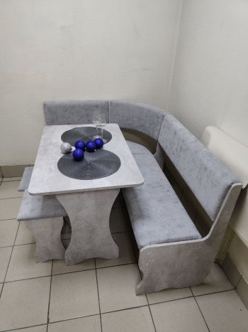 Кухонный уголок Миссия V велюр (цемент) в Карасуке - mebel154.com