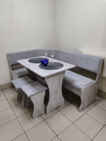 Кухонный уголок Миссия V велюр (цемент) в Карасуке - mebel154.com