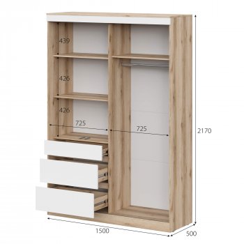 Шкаф-купе Брауни 1.5м в Карасуке - mebel154.com